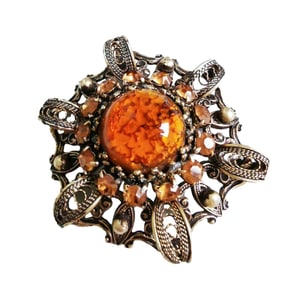 DRAGON'S BREATH GLASS AND CLOISONNé BROOCH