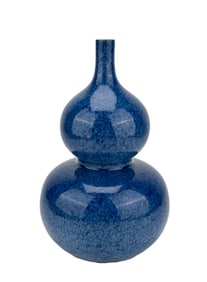 A BLUE GLAZED GOURD-SHAPED VASE