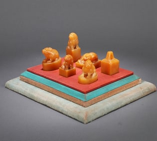 A SET OF SIX TIANHUANG STONE 'BEAST' SEALS