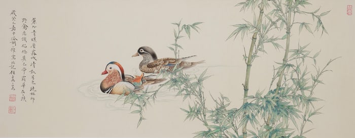 REN ZHONG (B.1976), ATTRIBUTED TO, MANDARIN DUCKS