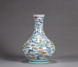 A DOUCAI 'BATS' WATER CHESTNUT-SHAPED VASE