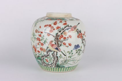 A WUCAI 'FLOWERS AND BIRDS' JAR