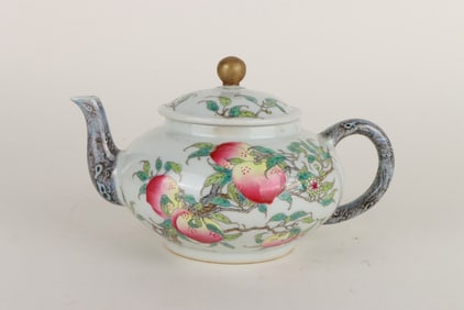 A FAMILLE ROSE 'PEACH' TEAPOT