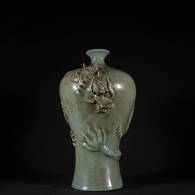 A RU TYPE BLUE GLAZED HIGH-RELIEF 'DRAGON' LARGE MEIPING