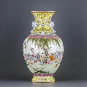 A FAMILLE ROSE 'CHILDREN CELEBRATING SPRING' VASE