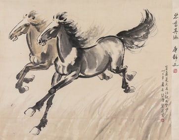 XU BEIHONG (1895-1953), ATTRIBUTED TO, TWO STEEDS
