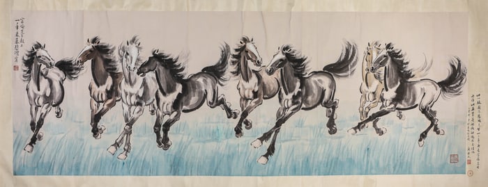 XU BEIHONG (1895-1953), ATTRIBUTED TO, EIGHT STEEDS