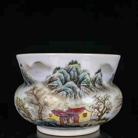 A FAMILLE ROSE 'LANDSCAPE' BRUSH WASHER