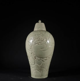 A PALE CELADON GLAZED MEIPING