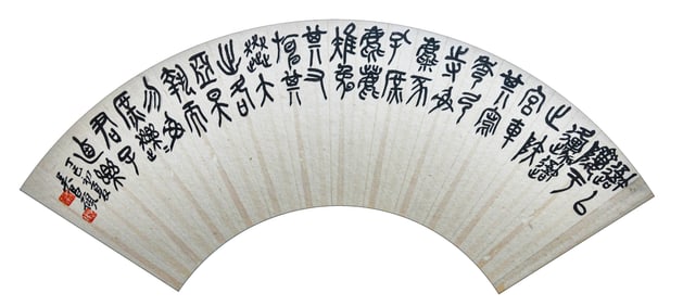 WU CHANGSHUO (1844-1927), ATTRIBUTED TO, CALLIGRAPHY FAN