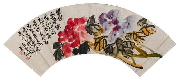 WU CHANGSHUO (1844-1927), ATTRIBUTED TO, FLOWER FAN