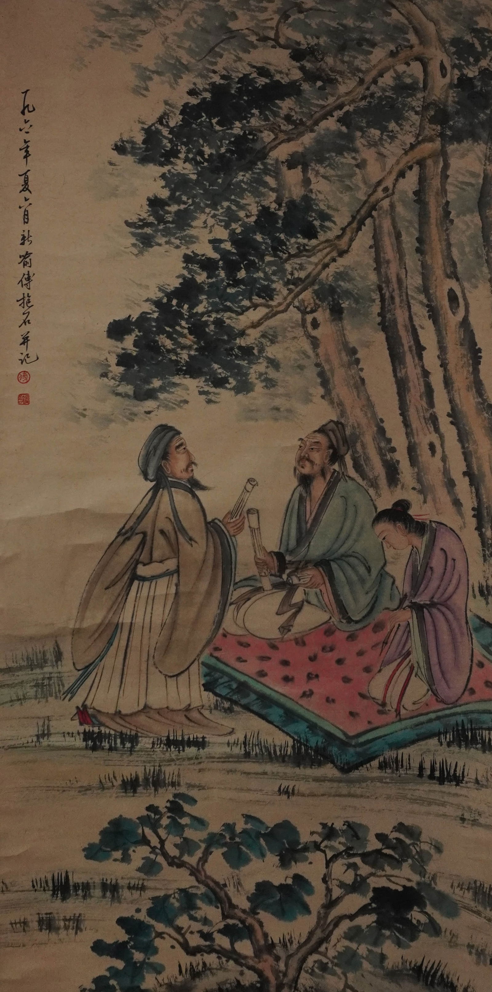 FU BAOSHI (1904-1965), ATTRIBUTED TO, FIGURE PAINTING: FU BAOSHI (1904-1965), ATTRIBUTED TO, FIGURE PAINTING Dimensions: Length: 68 cm (26.8 in.), Width: 136 cm (53.5 in.). All measurements are approximate. Any condition statement is given as a courtesy t