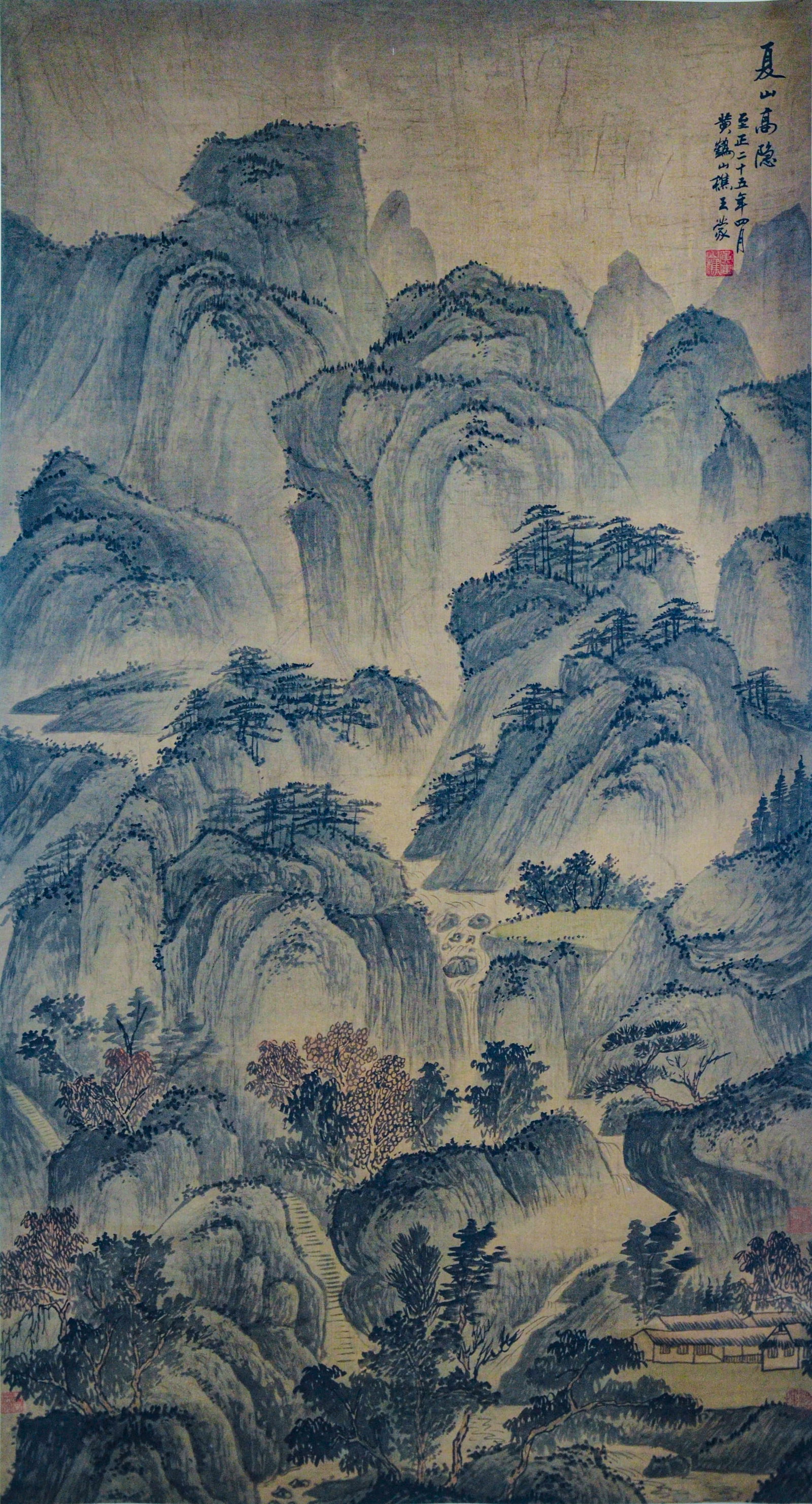 WANG MENG (1308-1385), ATTRIBUTED TO, RECLUSE IN SUMMER MOUNTAINS: WANG MENG (1308-1385), ATTRIBUTED TO, RECLUSE IN SUMMER MOUNTAINS Dimensions: Length: 121 cm (47.6 in.), Width: 65 cm (25.6 in.). All measurements are approximate. Any condition statement is given as