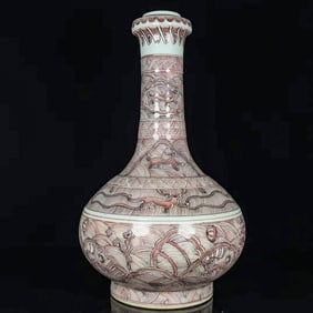 A COPPER-RED 'SEA CREATURES' VASE