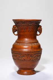 A BAMBOO CARVED VASE