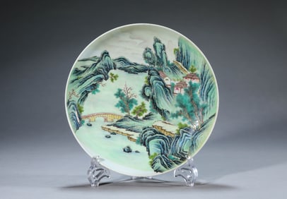A FAMILLE-ROSE 'LANDSCAPE' DISH