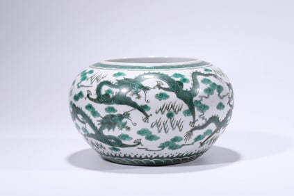 A GREEN-GLAZED 'DRAGON' WATER DROPPER