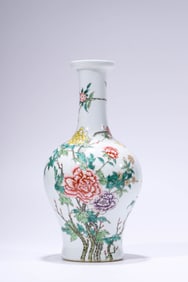 A FAMILLE-ROSE 'BUTTERFLIES AMONG FLOWERS' VASE