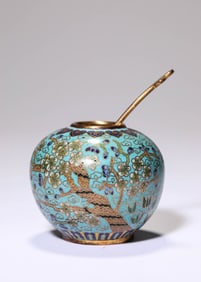 A CLOISONNé ENAMEL 'POEM' WATER DROPPER