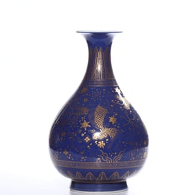 A BLUE GLAZED 'FISH AND WATERWEED' YUHUCHUNPING