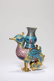 A CLOISONNé ENAMEL 'VERMILION BIRD' CENSER