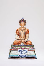 A FAMILLE-ROSE AMITAYUS BUDDHA