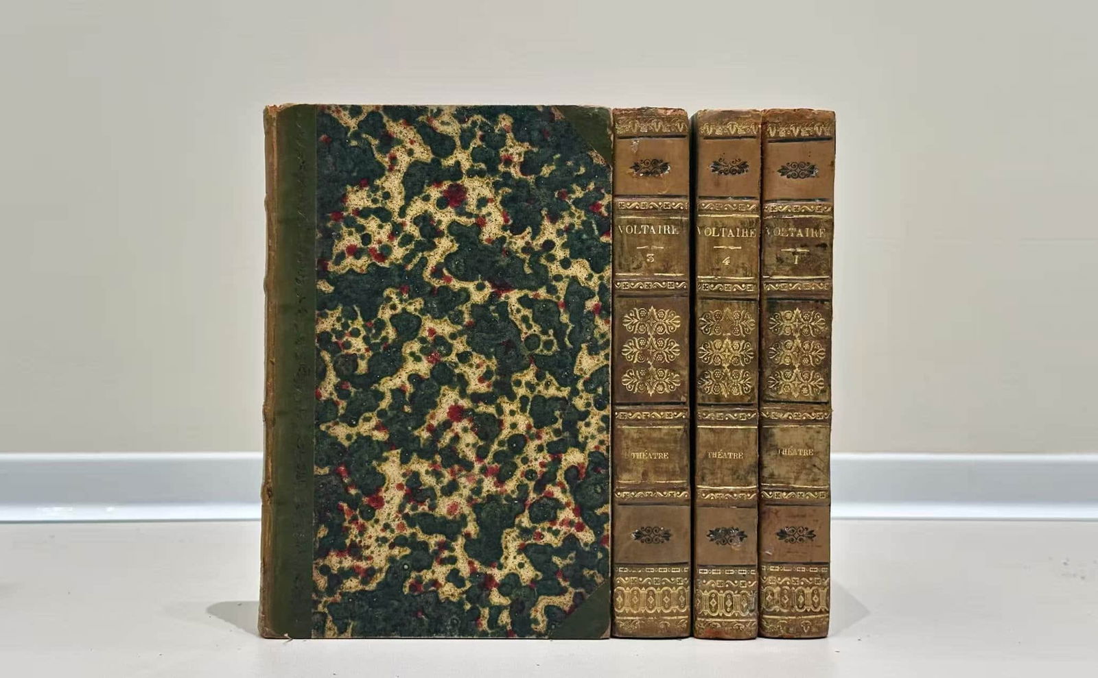 VOLTAIRE, THÉÂTRE COMPLET, 4 VOLS., ORIGINAL FRENCH MOROCCO GILT, PARIS: 1825