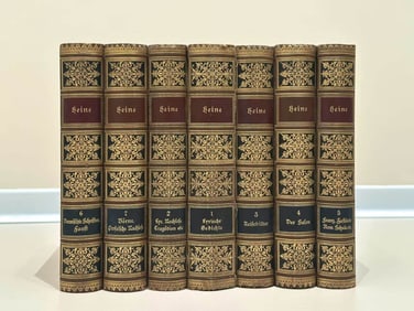 HEINRICH HEINE, SÄMTLICHE WERKE (COMPLETE WORKS), 7 VOLS., FULL MOROCCO GILT, GERMANY: CIRCA 1900S