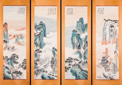 ZHANG DAQIAN (1899-1983), ATTRIBUTED TO, FOUR SCENES OF SPRING, SUMMER, AUTUMN AND WINTER