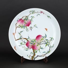 A FAMILLE ROSE 'BRANCHING SHOU PEACHES' DISH