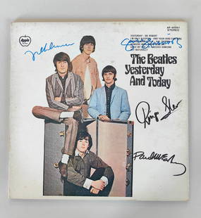 THE BEATLES SIGNED VINYL ALBUM: YESTERDAY AND TODAY: THE BEATLES SIGNED VINYL ALBUM: YESTERDAY AND TODAY Dimensions: Length: 31 cm (12.2 in.), Width: 32 cm (12.6 in.). Signed