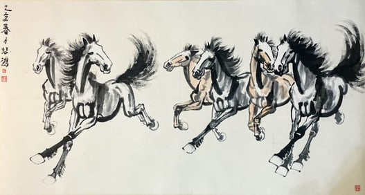 XU BEIHONG (1895-1953), ATTRIBUTED TO, SIX STEEDS