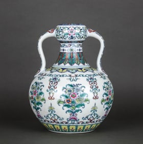 A DOUCAI 'CHRYSANTHEMUM' RUYI-HANDLED GOURD-SHAPED VASE