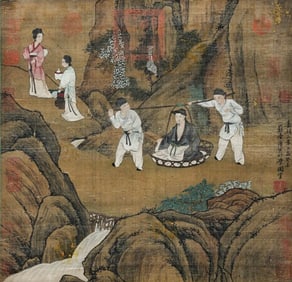 TANG YIN (1470-1524), ATTRIBUTED TO, MOUNTAIN SPRING IN PEACH BLOSSOM LAND