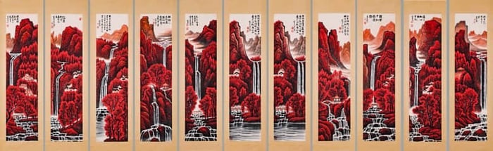 LI KERAN (1907-1989), ATTRIBUTED TO, CRIMSON MOUNTAINS