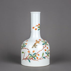 A FAMILLE ROSE 'FLOWERS AND BUTTERFLIES' BELL-SHAPED VASE