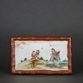 A FAMILLE ROSE 'FIGURES' INK REST