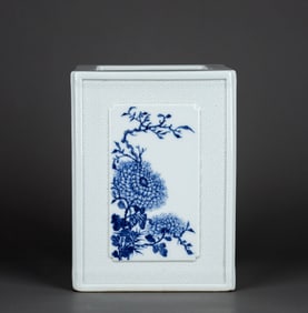 A BLUE-AND-WHITE 'PLUM, ORCHID, BAMBOO, CHRYSANTHEMUM' BRUSH POT