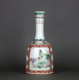 A WUCAI MEDALLION 'FIGURES' BELL-SHAPED VASE