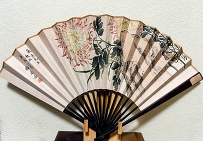 MEI LANFANG (1894-1961), YU DAFU (1896-1945), ATTRIBUTED TO, FLORAL FAN