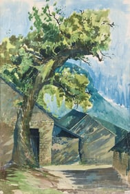 WU GUANZHONG (1919-2010), ATTRIBUTED TO, VILLAGE SCENE