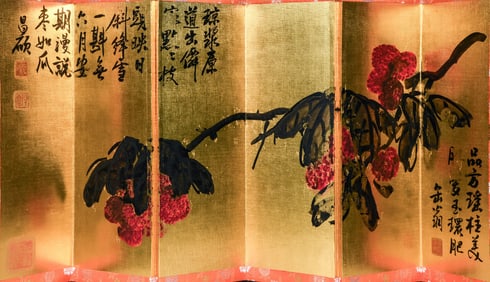 WU CHANGSHUO (1844-1927), ATTRIBUTED TO, LYCHEE SCREEN