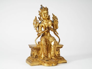 A GILT COPPER 'MAITREYA' FIGURE