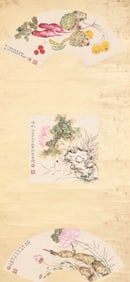 JIA GUANGJIAN (B.1964), ATTRIBUTED TO, THREE FAN LEAF PAINTINGS