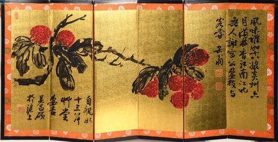 WU CHANGSHUO (1844-1927), ATTRIBUTED TO, LYCHEE SCREEN