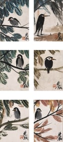 LIN FENGMIAN (1900-1991), ATTRIBUTED TO, SIX FLOWER AND BIRD