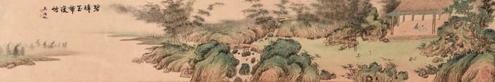 WU HUFAN (1894-1968), ATTRIBUTED TO, LANDSCAPE WITH FIGURES