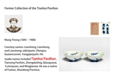 A PAIR OF BLUE-AND-WHITE 'SEA, FISH AND WEED' CONICAL CUP