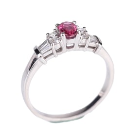 RUBY AND DIAMOND PLATINUM RING