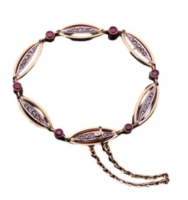 ART NOUVEAU GOLD/PLATINUM RUBY AND DIAMOND BRACELET